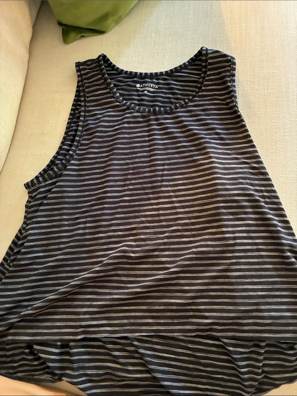 Athleta Black and Gray Striped Scoop Neck Tank